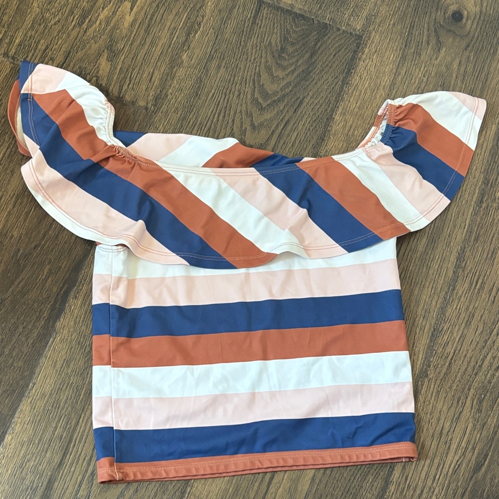 Kortni Jeane Multicolor Striped Off-Shoulder Swim Blouse